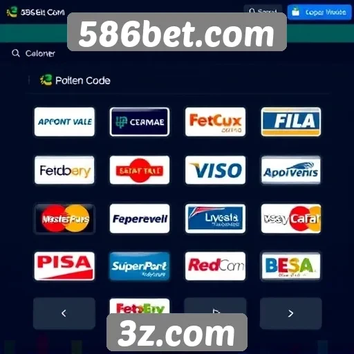Métodos de pagamento disponíveis na 586bet.com